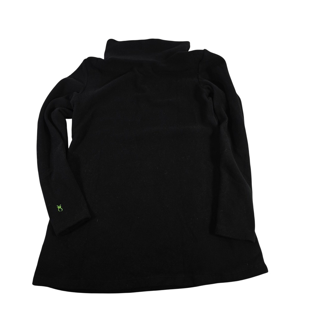 Dudley Stephens Black Fleece Turtleneck Top Small Pineapple Logo Made in USA